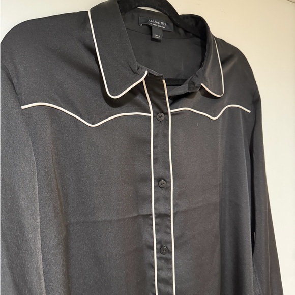 All Saints Cece Black Button Down Shirt wWestern detail Women's - Size 10 US - Picture 3 of 7
